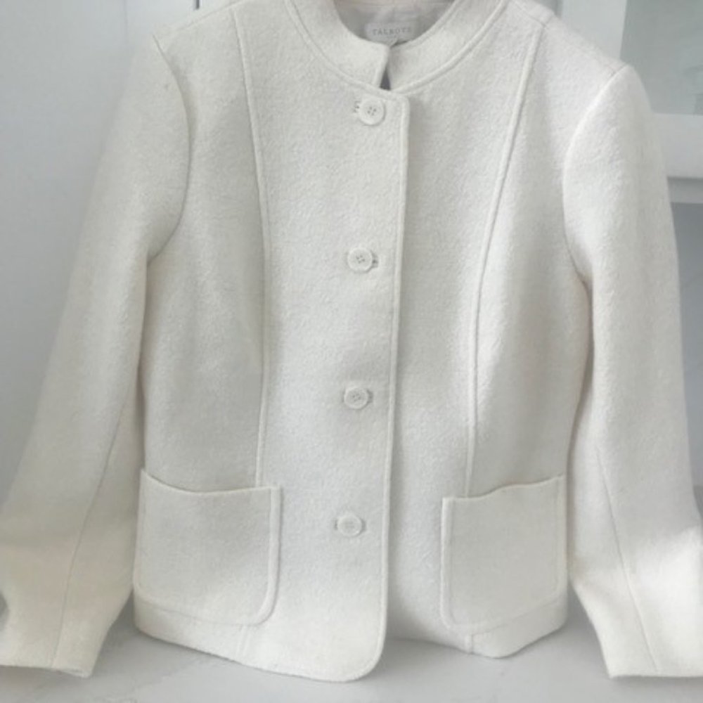 Ivory boiled wool blazer from Talbots